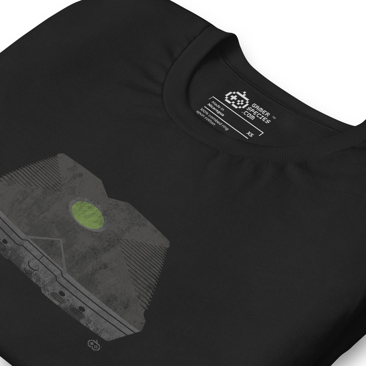 The X t-shirt - a 100% cotton t-shirt inspired by early 2000s console gaming, chunky controllers, green glow and the start of a more connected era of play.